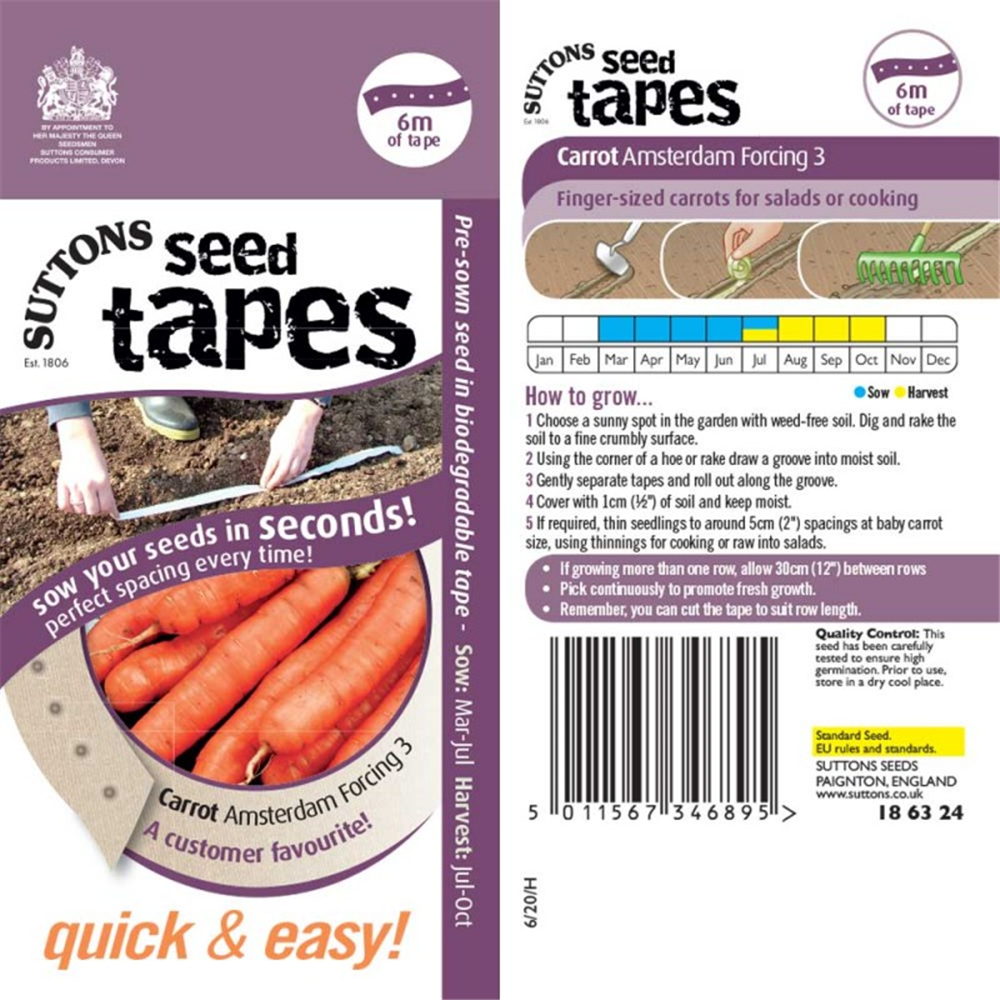 Seed Tape Carrot Amsterdam Forcing 3 Waterperry Gardens